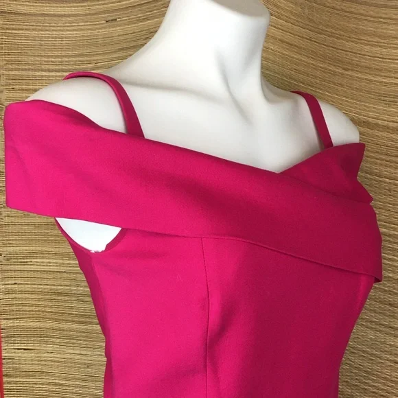 Emilio Pucci Cross Off Shoulders Straps Fit-n- Flare Cocktail Dress Fuchsia Sz 8 - Picture 4 of 12